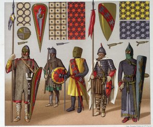 Costumes militaires du IXe au XIIe siècle, par A. Racinet