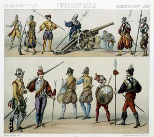 Guerriers au XVIe siècle - dans « Le costume historique » par Racinet - Albert Charles August Racinet