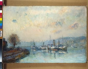 Depuis la Maison de Bateau, banlieue de Rouen - Albert Charles Lebourg