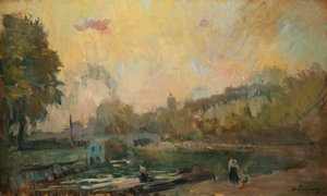 Les rives de la Seine à St. Cloud - Albert Charles Lebourg