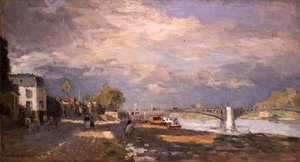 Promeneurs sur la berge - Albert Charles Lebourg