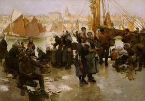 Départ de la flotte de pêche, Boulogne, 1891 - Albert Chevallier Tayler
