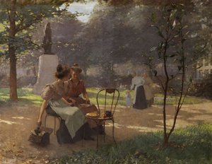 Deux jeunes filles dans le parc - Albert Cresswell