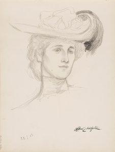 Femme au chapeau (Mme Flore Deschamps ) - Albert Edelfelt
