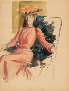 Femme assise avec un chapeau - Albert Edelfelt