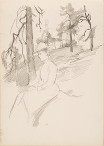 Esquisse de paysage, femme au premier plan