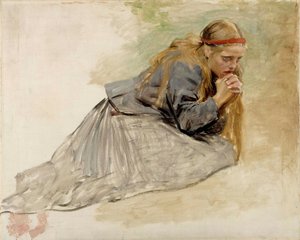 Marie-Madeleine à genoux, étude pour « Le Christ et Marie-Madeleine » - Albert Edelfelt
