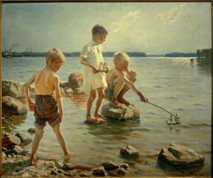 Garçons jouant sur la côte - Albert Gustaf Aristides Edelfelt