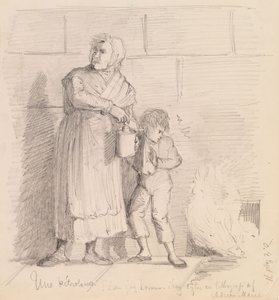Une Pétroleuse, sketch after a lithograph by Adrien Marie - Albert Edelfelt