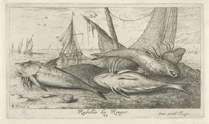 Quatre rougets sur la plage - Albert Flamen