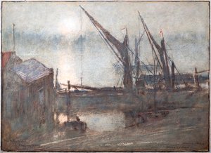 Brouillard sur la rivière, Cheyney Walk, Chelsea - Albert Goodwin