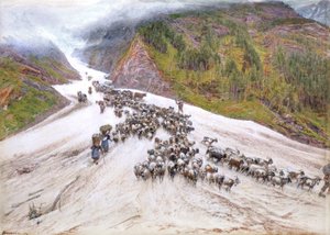 Le chevrier dans les Alpes suisses - Albert Goodwin