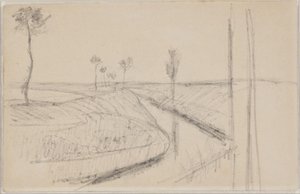 Paysage avec un large fossé ou canal - Albert Gottschalk