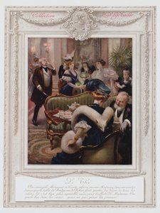 Belle Époque Paris, Dame à la mode prenant le thé - Albert Guillaume