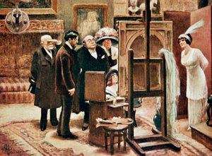 Un peintre montrant sa peinture, c. 1920