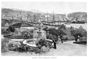 Hobart depuis les jardins de McGregor, Tasmanie, Australie, 1886