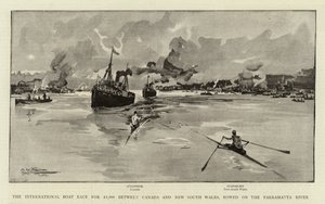 La course de bateaux internationale pour 1 000 £ entre le Canada et la Nouvelle-Galles du Sud, sur la rivière Parramatta