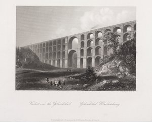 Viaduc sur le Golzschthal, Saxe, vers 1840