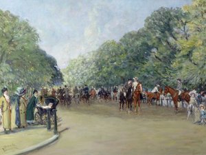 Vue de Hyde Park avec des figures sur Rotten Row