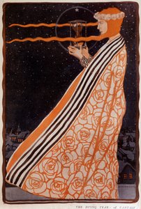Une femme tenant un sablier, début du XXe siècle. Illustration par Albert Klingner - Albert Klingner