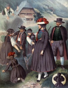 Paysans dans les environs de Baden, c.1860 (gravure) - Albert Kretschmer