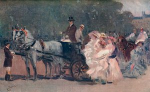 Tulle blanc et rose - Dans le parc, c. 1900 - Albert Ludovici