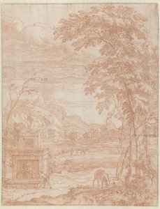 Paysage italianisant avec une fontaine - Albert Meyering