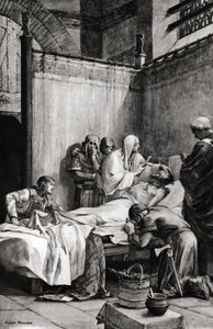 Mort de Clovis Ier des Francs à Paris le 27 novembre 511 - Mort de Clovis - dessin par Albert Maignan (1845-1908) - Albert Pierre Rene Maignan