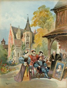 Le roi François Ier (1494-1547) achetant la Joconde à Léonard de Vinci (1452-1519), près du château royal d