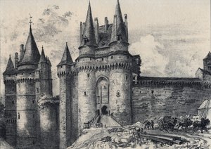 Le Châtelet à Vitré en Ille-et-Vilaine - La vieille France - Bretagne - texte, dessins et lithographies, par Albert Robida (1848-1926) fin 19ème siècle