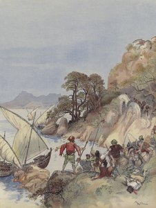Les Barbaresques terrorisent le littoral de la Méditerranée, enlevant les habitants pour les vendre comme esclaves - Albert Robida