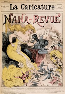 Nana-Revue : caricature sur Zola et son œuvre "Nana" par Robida - dans "La Caricature" du 03/01/1880 - Albert Robida