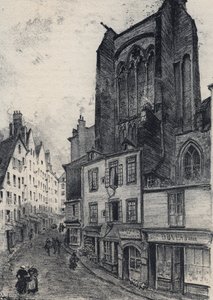 Une rue de Saint-Malo - La vieille France - La Bretagne - texte, dessins et lithographies, par Albert Robida (1848-1926) fin XIXe siècle non daté - Albert Robida