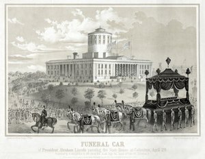 Char funèbre du président Abraham Lincoln passant devant le State House à Columbus, 29 avril, pub. 1865 - Albert Ruger