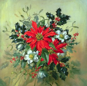 AB130 Arrangement de Noël avec Houx, Gui et autres Fleurs d
