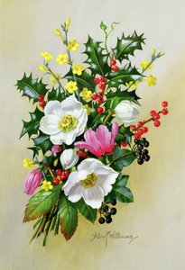 Branche de Rosier Sauvage, Houx, Gui et Pied-d