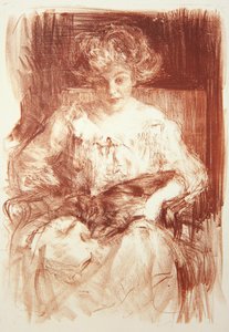 Mme H. V. Milbank à Ferby Lodge avec Bebear - Albert de Belleroche