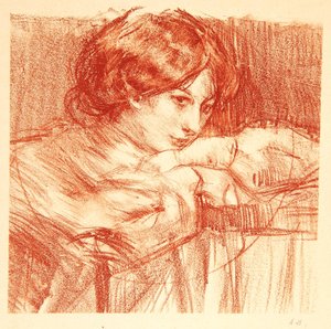 Jeune femme appuyée sur les mains croisées, 1902