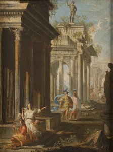 Fille lisant au temple corinthien, vers 1710 - Alberto Carlieri