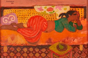 Fille tunisienne sur un canapé - Alberto Morrocco
