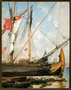 Voiliers sur le Bosphore en Turquie. Peinture d