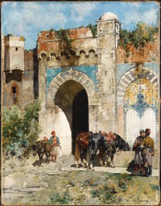 Abreuvant les chevaux, 1880
