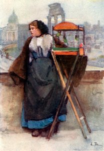 Fille vendant des oiseaux dans la Via del Campidoglio - Alberto Pisa