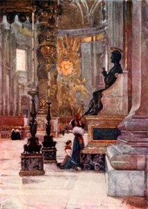 Intérieur de Saint-Pierre, la statue en bronze de Saint Pierre