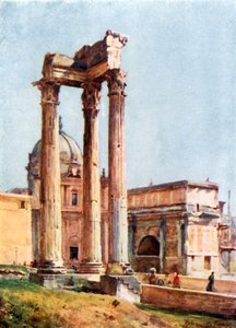 Temple de Vespasien depuis le Portique des Dii Consentes
