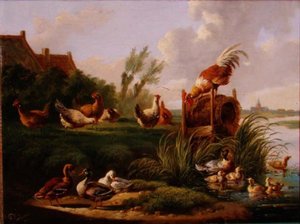 Canards et volailles sur une rive - Albertus Verhoesen