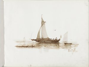 Voilier avec des figures sur l