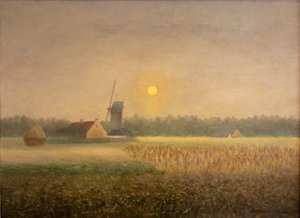 Moulin à vent à Latem au clair de lune - Albijn Van den Abeele