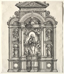 Grand autel avec la Vierge, dans une bordure avec SS. Christophe, Georges, Barbara, Catherine - Albrecht Altdorfer