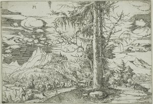 Paysage avec un double épicéa